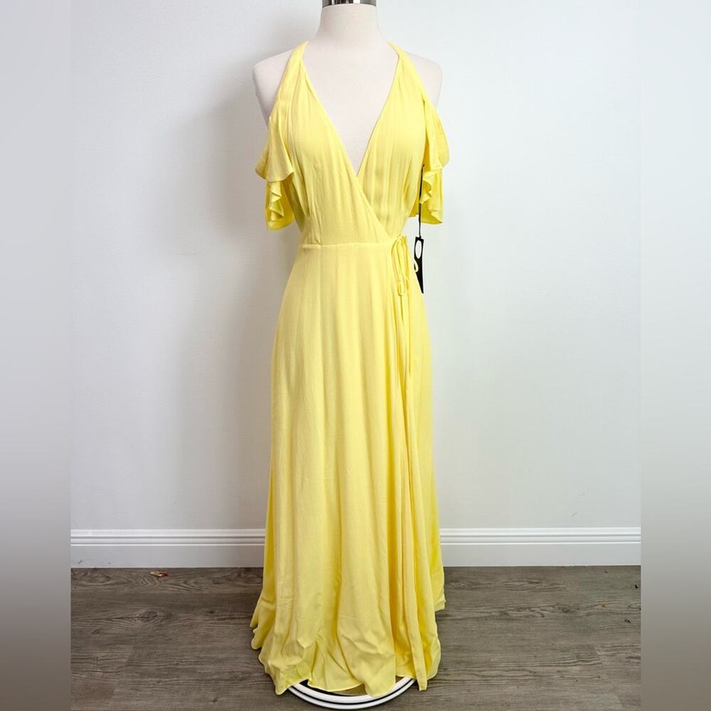 Privacy Please Acme Dress Butter Yellow Wrap Maxi size XS Fairy Core